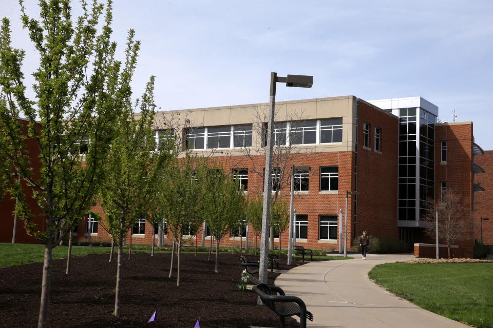 The Adler Journalism and Mass Communication Building is pictured Wednesday, April 10, 2024, on the University of Iowa campus in Iowa City, Iowa.