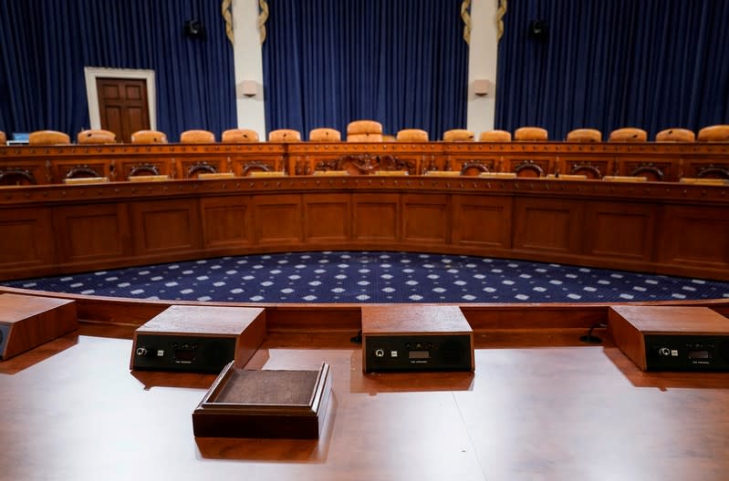 FILE PHOTO: The committee room where hearings in the impeachment inquiry against U.S. President Donald Trump is shown in Washington.