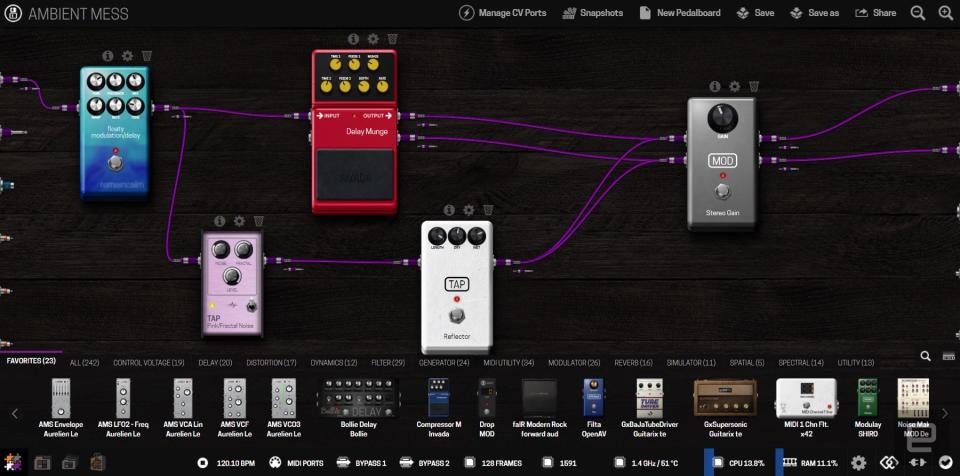 The browser-based patching interface for the MOD Duo X.