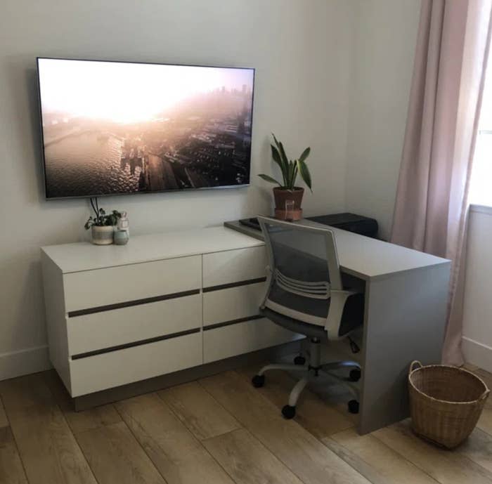 a desk drawer combo with the desk expanded