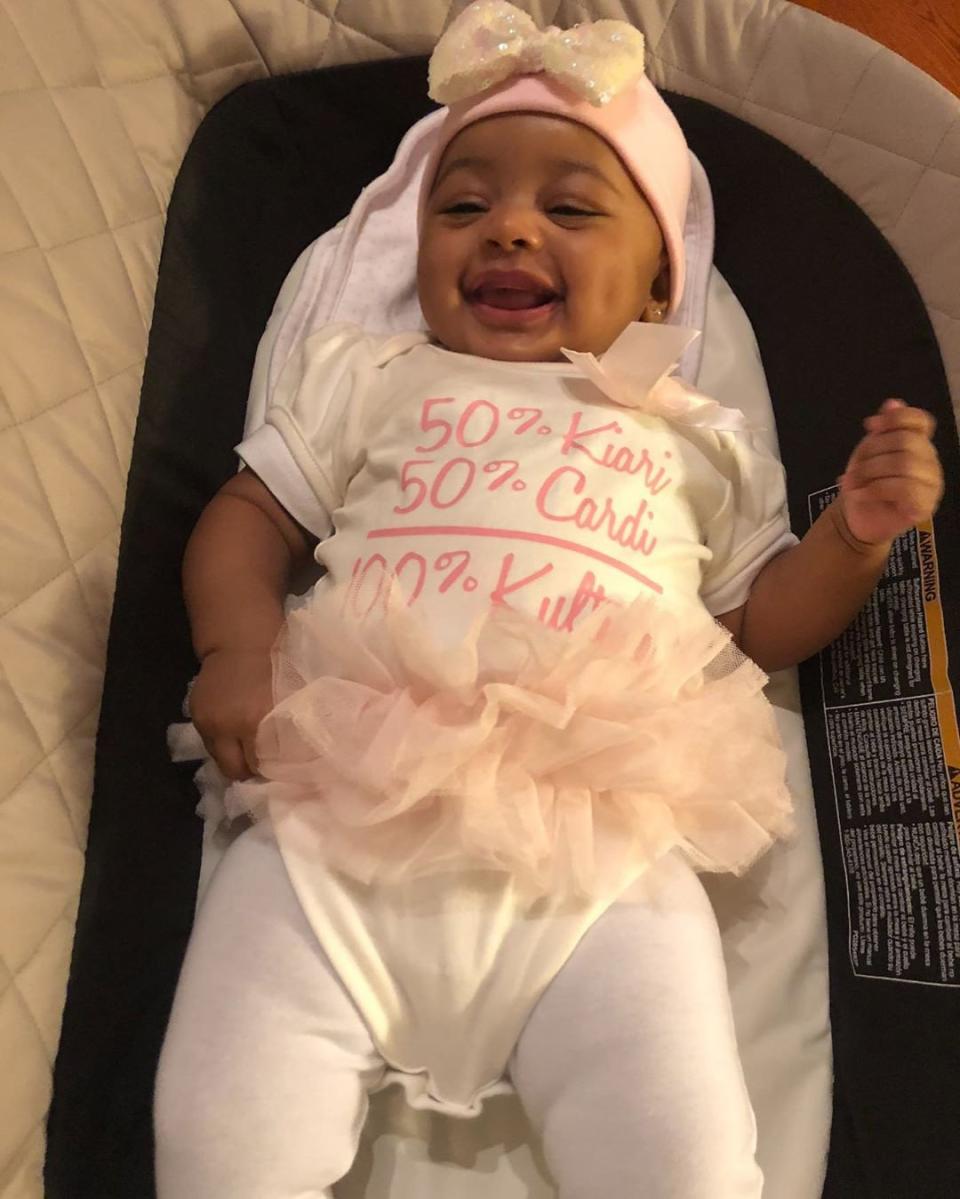 Offset took this snap of his baby girl rocking a custom onesie that says, "50% Kiari, 50% Cardi, 100% Kulture." 