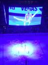 <p>True to form, the Golden Knights had Cirque du Soleil perform during the first intermission. (TheFourthPeriod/Twitter) </p>