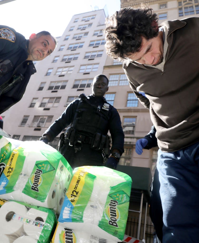 The bandits made off with 20 packs of the name-brand towels, cops said. G.N.Miller/NYPost