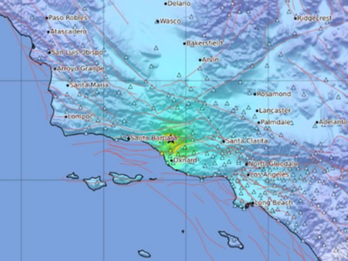 A map showing the location of an earthquake in Ventura County, California, on 20 August, 2023 (US Geological Survey)