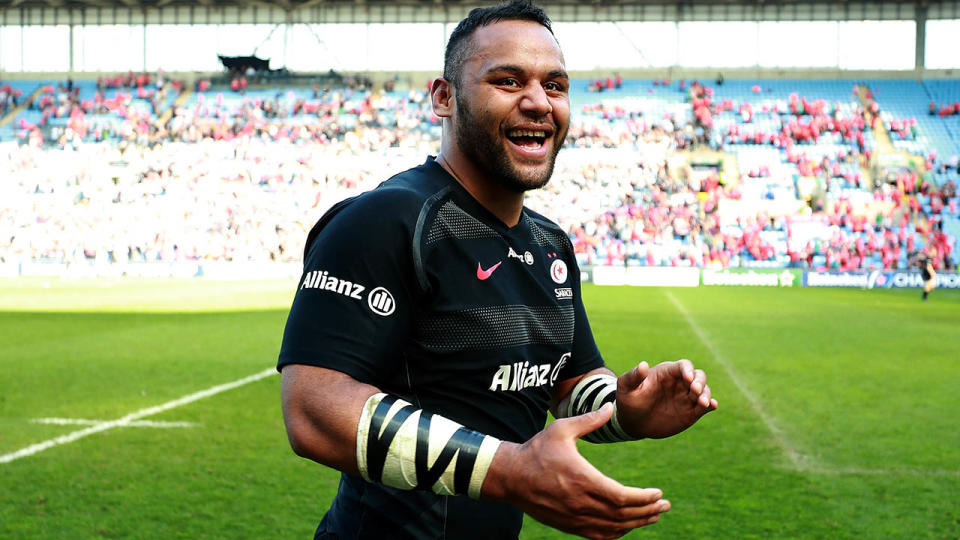 Billy Vunipola celebrates the win. (Photo by David Rogers/Getty Images)