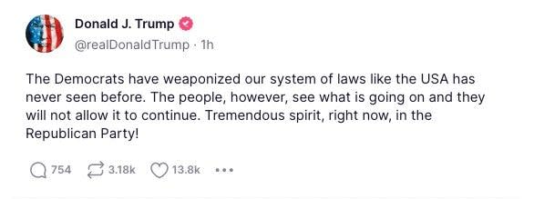 Donald Trump posting on Truth Social on Wednesday