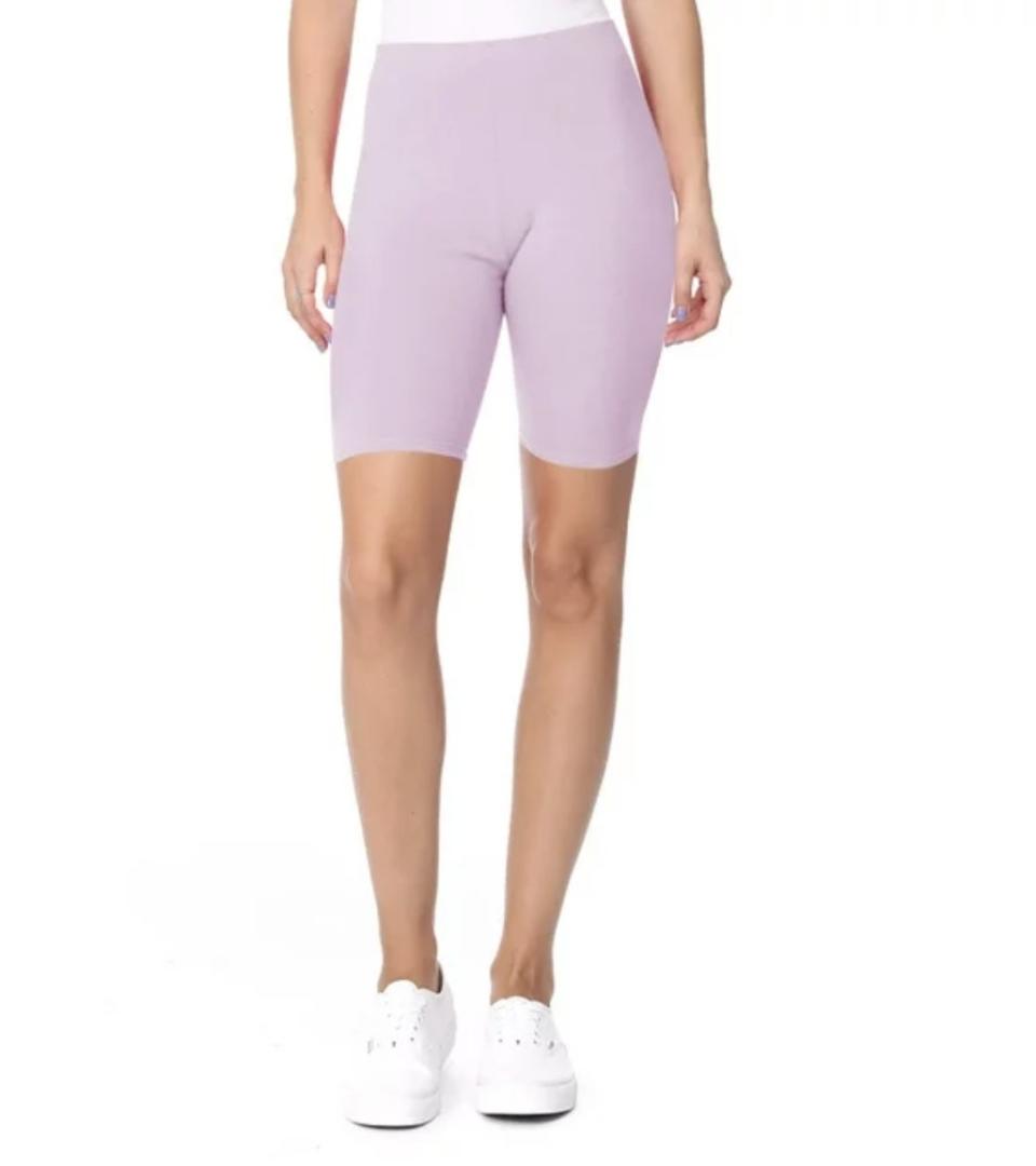 A pair of lilac biker shorts