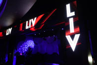 Lights are illuminated at an empty LIV nightclub Wednesday, Oct. 14, 2020, in Miami Beach, Fla. LIV, one of Miami's most glamorous, star-studded nightclubs sits empty and quiet these days, a casualty of both the coronavirus outbreak and a power struggle between state and local government over how to contain the scourge. (AP Photo/Lynne Sladky)