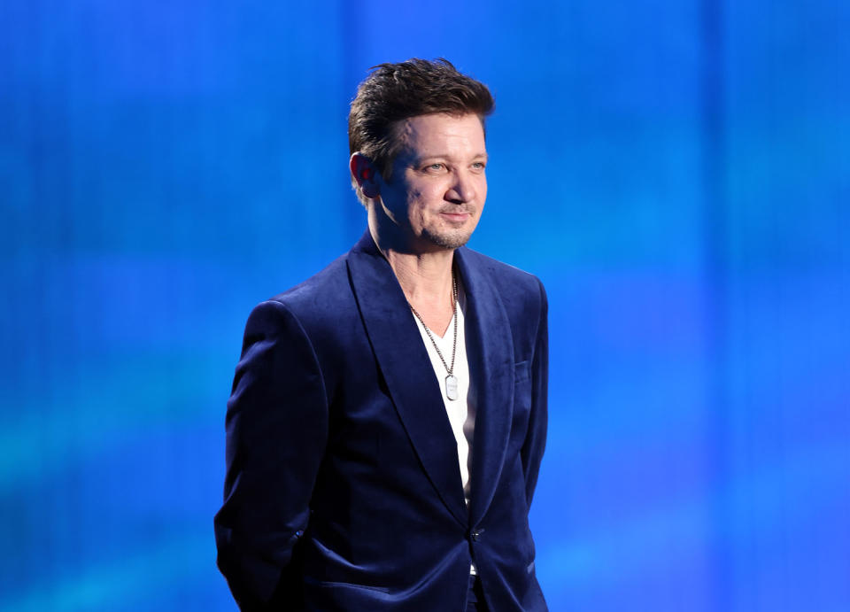 Jeremy Renner speaks onstage during the 2024 People's Choice Awards held at Barker Hangar on February 18, 2024 in Santa Monica, California. (Mark Von Holden / NBC via Getty Images)
