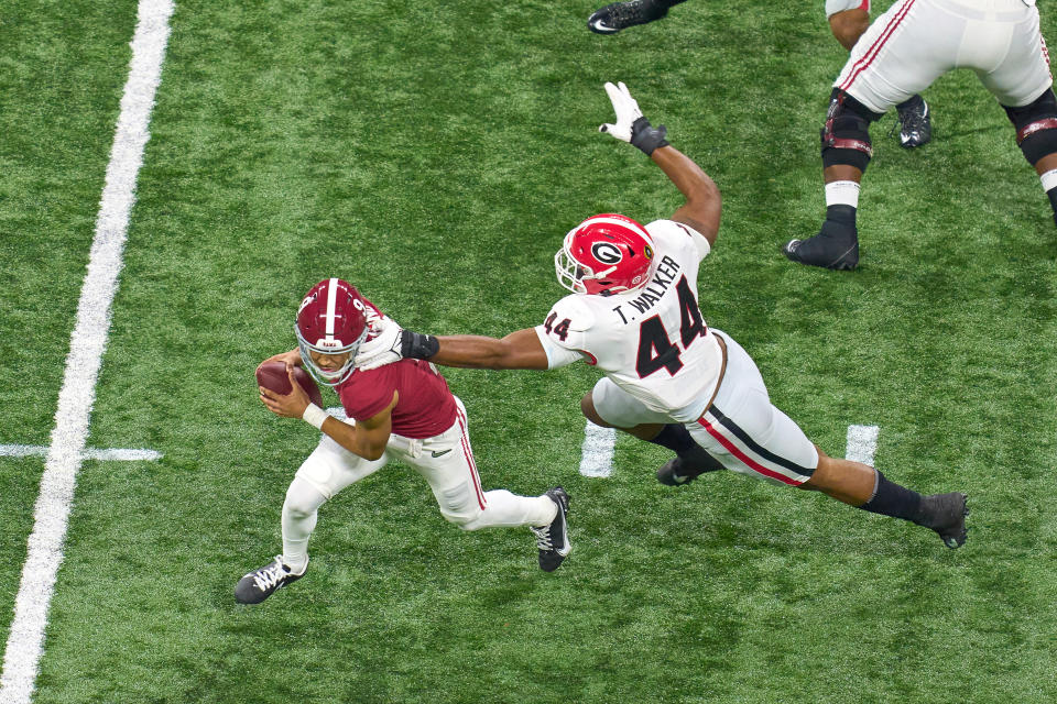 Georgia's Travon Walker had a great national championship game in the win over Alabama. (Photo by Robin Alam/Icon Sportswire via Getty Images)