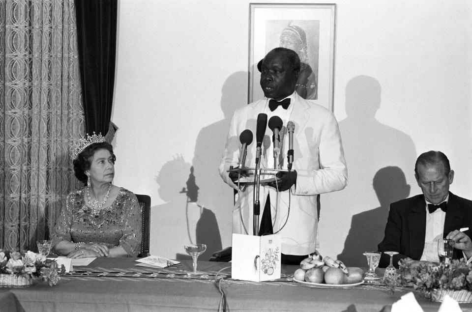 President Daniel arap Moi of Kenya speaking at a State banquet in Nairobi, during the state visit of Queen Elizabeth II.   (Photo by PA Images via Getty Images)