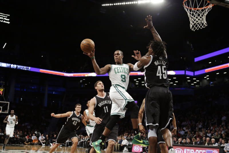 Longtime NBA guard Rajon Rondo (C) won a championship in 2008 with the Boston Celtics. File Photo by John Angelillo/UPI