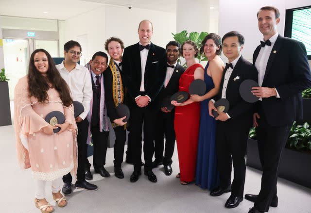 <p>Chris Jackson/Getty</p> Prince William with the winners of the 2023 Earthshot Prize in Singapore on November 7.