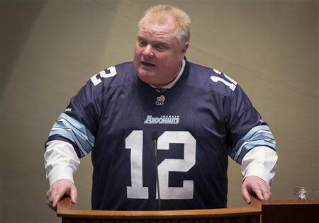 Toronto Mayor Rob Ford speaks during council at City Hall in Toronto, November 14, 2013. REUTERS/Mark Blinch