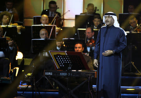 FILE PHOTO: Saudi Arabian singer Mohammed Abdu peforms during a concert in Riyadh, Saudi Arabia, March 9, 2017. REUTERS/Faisal Al Nasser/File Photo
