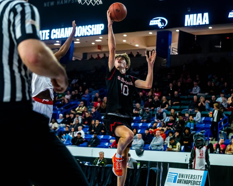 Old Rochester's Chase Besancon lays it in.