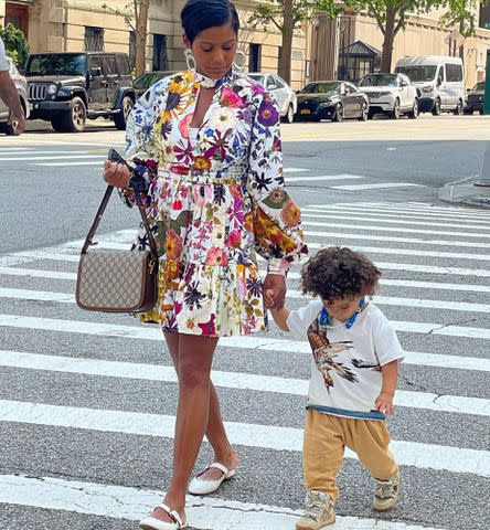 <p>Tamron Hall Instagram</p> Tamron Hall and her son Moses Greener.