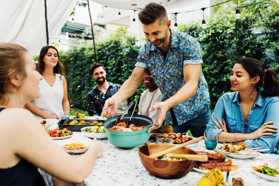 Friends at a potluck