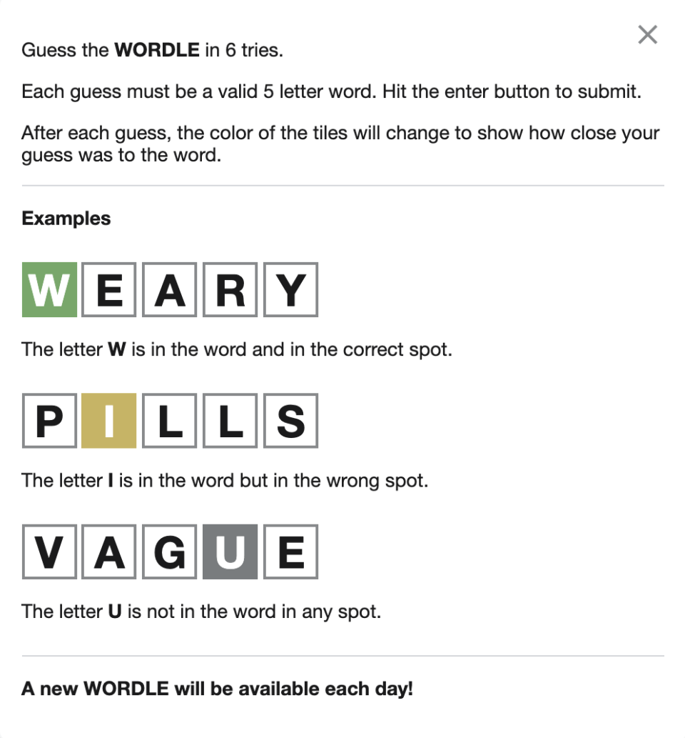 Examples of letter placement within the game