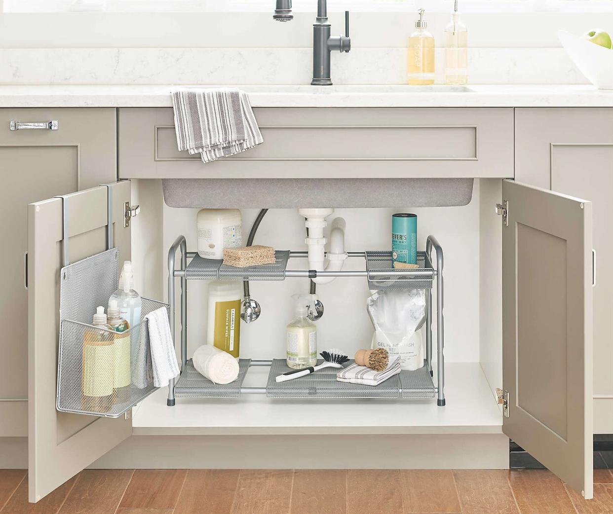 org 2 tier mesh expandable under sink shelf