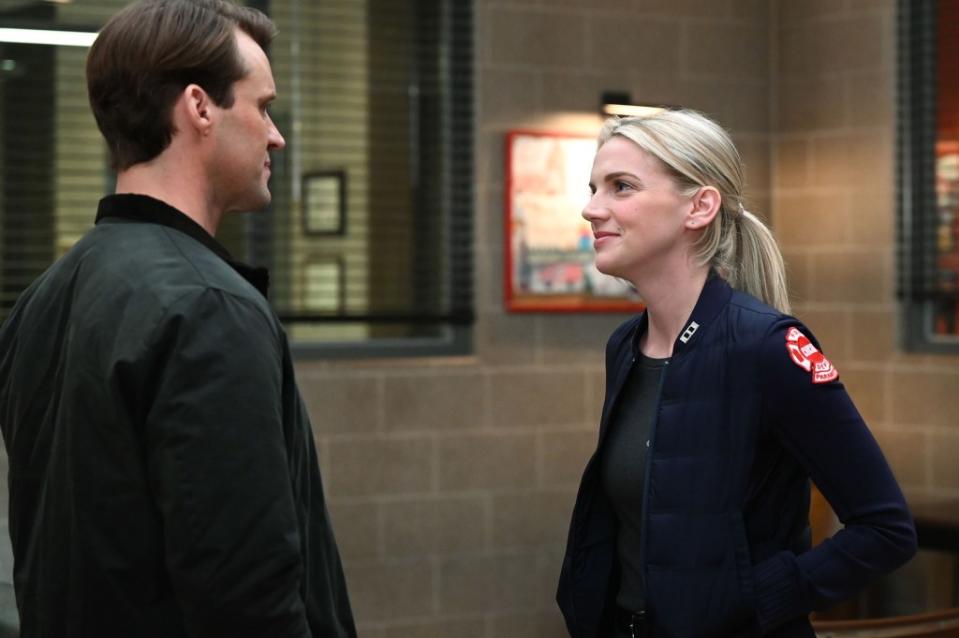 Jesse Spencer as Matthew Casey, Kara Killmer as Sylvie Brett in “Chicago Fire.” Lori Allen/NBC