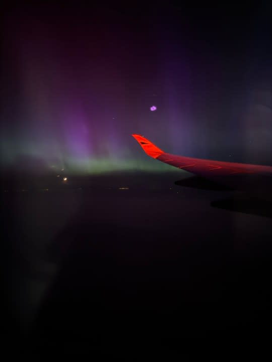 Solar storm during flight from Austin to London | Credit: Claire McKenna