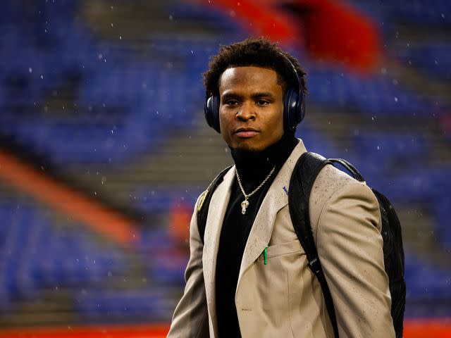 <p>James Gilbert/Getty Images</p> Trevor Etienne #7 of the Florida Gators arrives before the start of a game against the Florida State Seminoles at Ben Hill Griffin Stadium