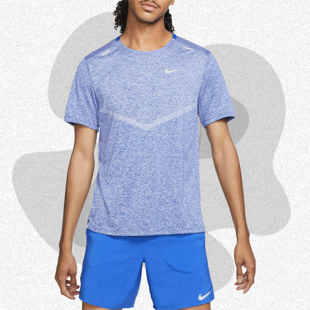 <p>Courtesy of Nordstrom</p><p>Cotton is classic, but there’s a reason it’s not the preferred fabric for athletic clothing. Because it’s so absorbent, it doesn’t handle sweat as well as synthetics do. This polyester tee from Nike is moisture-wicking and breathable. Built with runners in mind, the reflective details keep you visible on night runs. The vertically gifted men out there will appreciate that this athletic T-shirt is also offered in tall sizing.</p><p>[$55; <a href="https://click.linksynergy.com/deeplink?id=b8woVWHCa*0&mid=1237&u1=mj-besttshirtsformen-jzavaleta-080423-update&murl=https%3A%2F%2Fwww.nordstrom.com%2Fs%2Fnike-dri-fit-365-running-t-shirt%2F5966159%3F" rel="nofollow noopener" target="_blank" data-ylk="slk:nordstrom.com;elm:context_link;itc:0;sec:content-canvas" class="link ">nordstrom.com</a>]</p>