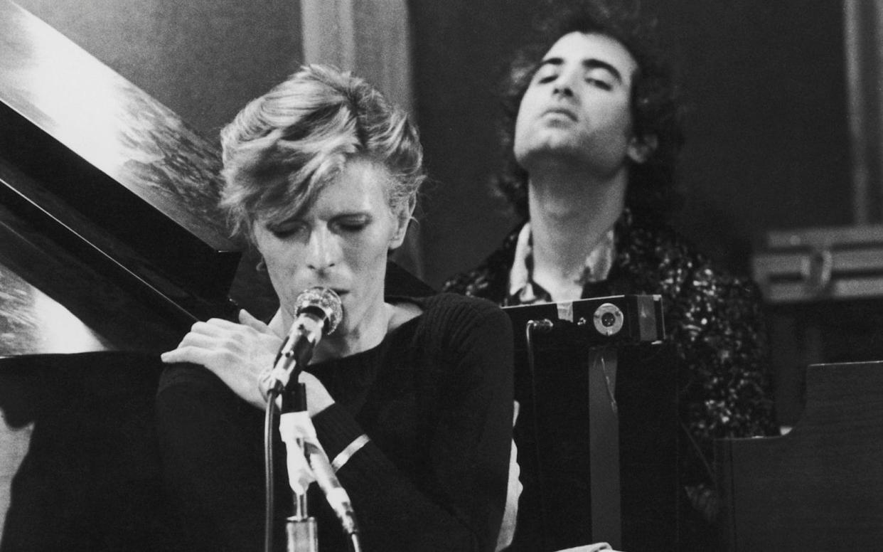 David Bowie and Mike Garson recording Young Americans in 1974 - Terry O'Neill