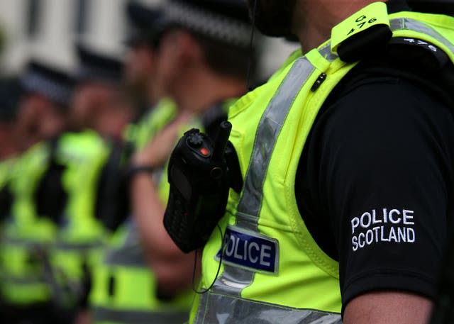 Line of Police Scotland officers