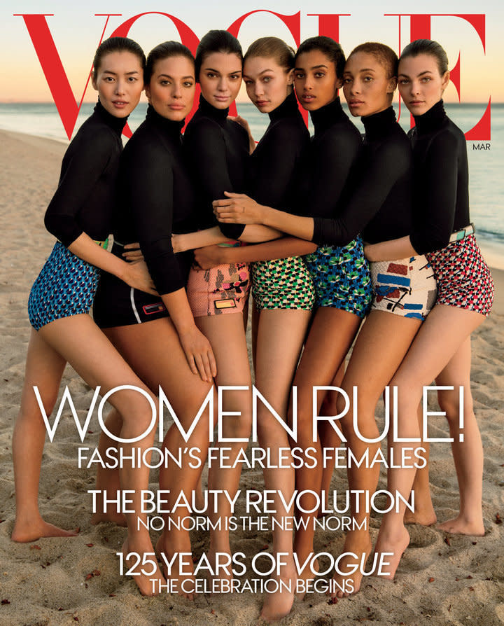 Before the March 2017 issue of Vogue, the US edition of the influential&nbsp;publication&nbsp;had never featured an Asian woman or a plus-size woman on its cover. Liu Wen's and Ashley Graham's presence on the overall diverse cover was exciting -- until readers opened the magazine to see <a href="http://www.huffingtonpost.com/entry/karlie-kloss-vogue_us_58a3853fe4b094a129f01f15">supermodel Karlie Kloss in yellowface</a>. Maybe next time, Vogue.&nbsp;