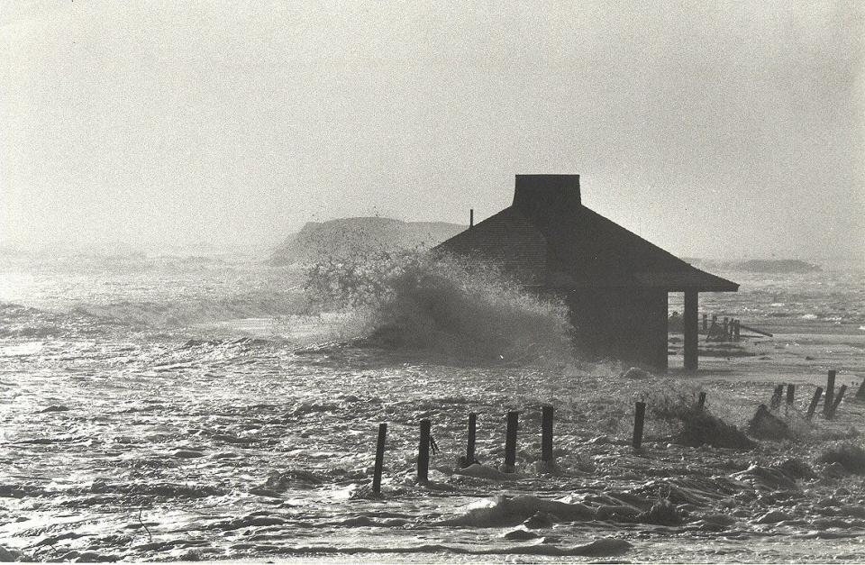 The bathhouse at Coast Guard Beach during the storm of 1978.