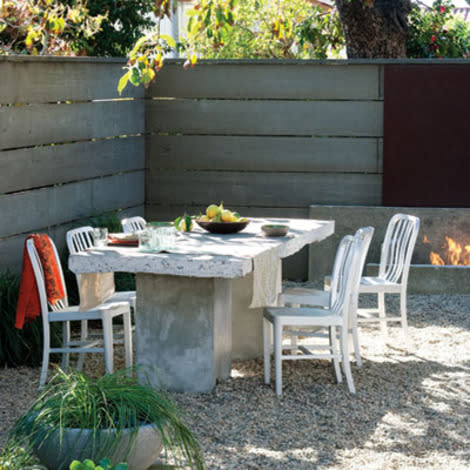 Before: Salvaged pavement, After: Outdoor tabletop