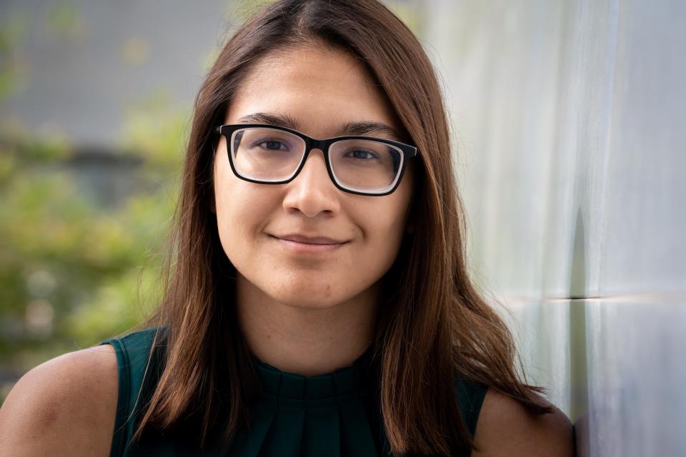 A portrait of Hope Gomez on Oct. 25, 2023, outside ASU's Lattie Coor Hall in Tempe.