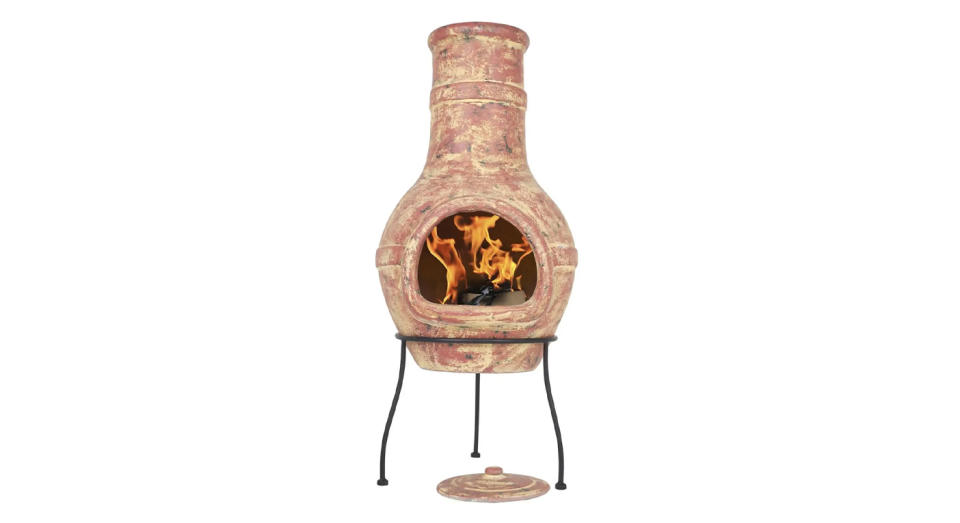 La Hacienda Copper Effect Banded Clay Chimenea