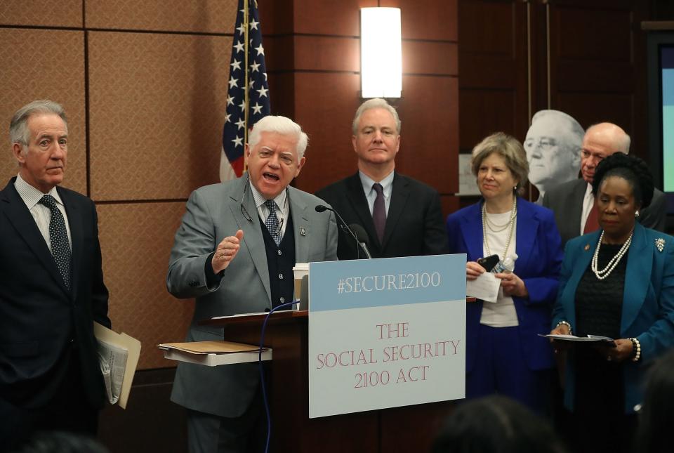 Rep. John Larson and colleagues reintroduce the Social Security 2100 Act on Jan. 30, 2019.