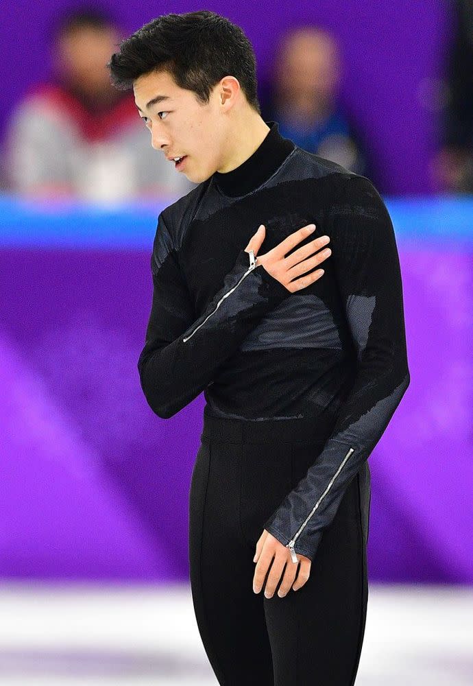 Nathan Chen during his short program at the team figure skating event in the 2018 Winter Olymipcs