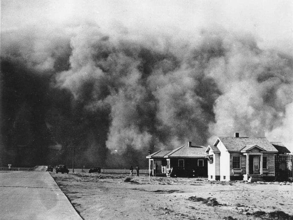 A dust storm approaches Springfield, Colorado in 1937.