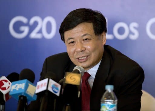 China's Vice Finance Minister Zhu Guangyao at a press conference in Los Cabos, Baja California state, Mexico on June 17. After years of pressure to take a greater role in global affairs, China and India have stepped up by contributing to a new IMF emergency fund -- from which the United States is absent