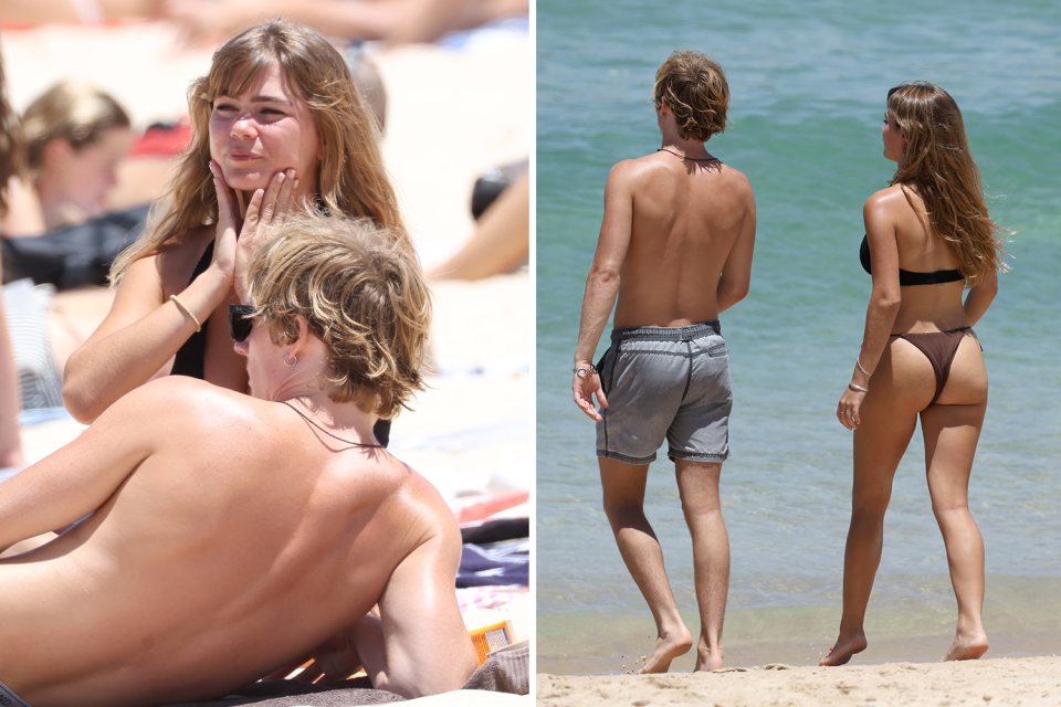 Mia Hewitt at the beach with her boyfriend Vanda Erich.