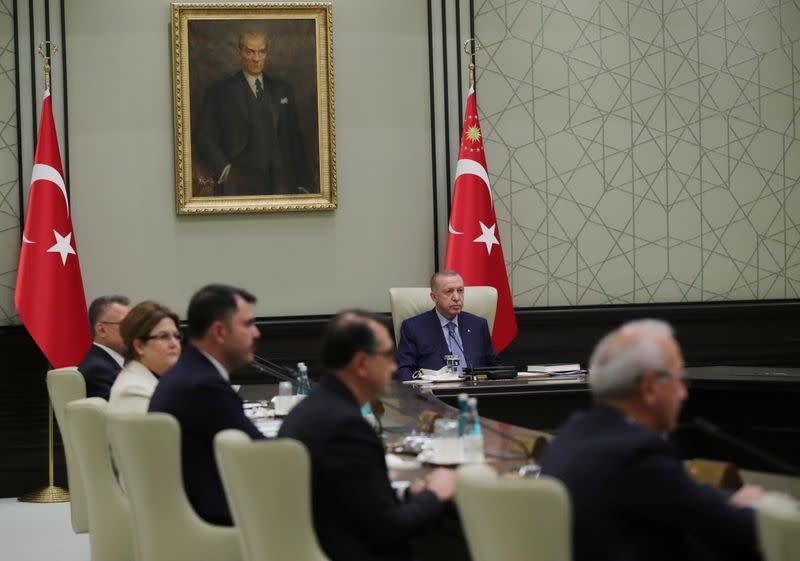 Turkish President Tayyip Erdogan heads a cabinet meeting in Ankara