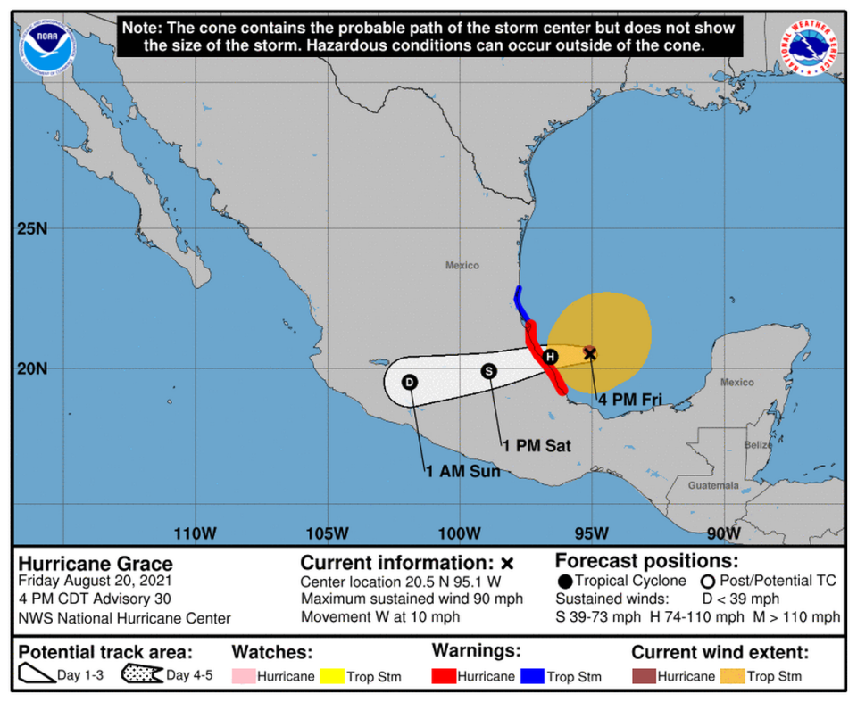 Hurricane Grace is closing in on its second Mexico landfall as a category 1 storm.