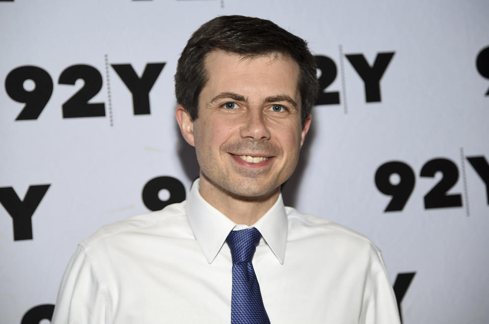 Democratic presidential candidate and Mayor of South Bend, Ind., Pete Buttigieg, poses backstage before an appearance at the 92nd Street Y on Wednesday, May 22, 2019, in New York. (Photo by Evan Agostini/Invision/AP)