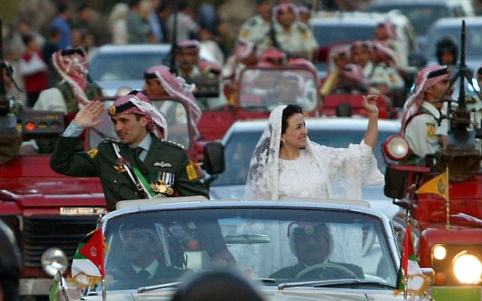 Prince Hamzeh and Princess Noor on their wedding day - REUTERS/Ali Jarekji