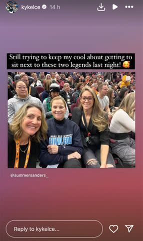 <p>Kylie Kelce/Instagram</p> Kylie sat with sports icons Summer Sanders and Jill Ellis at the semi finals