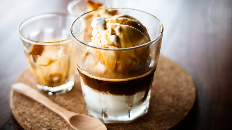 Espresso shot over gelato