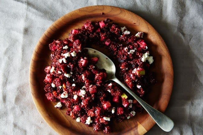 Because leafy greens can get boring. Recipe: Quinoa Salad With Roasted Beets and Pear 