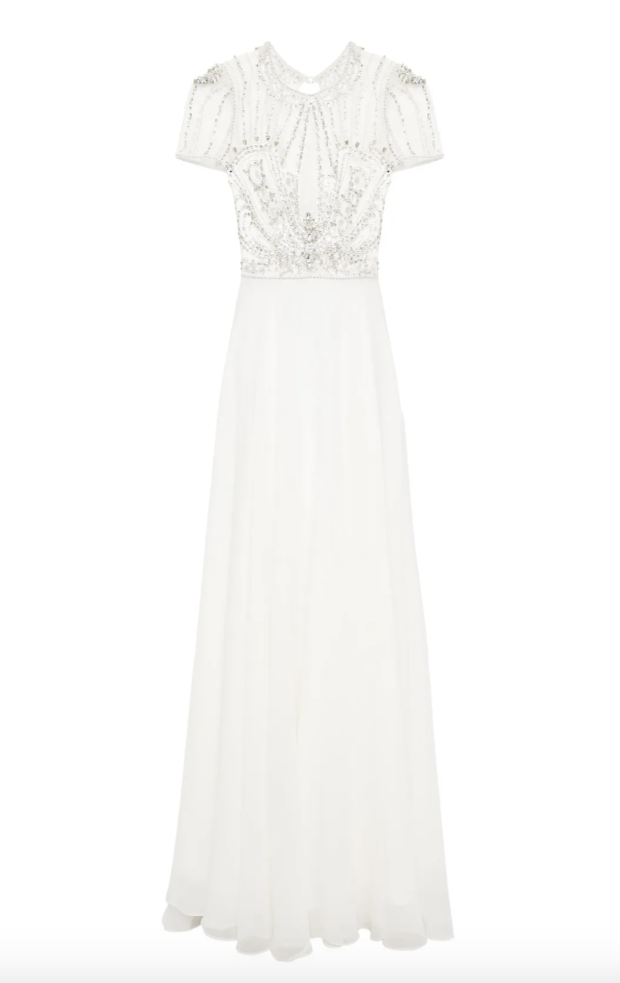 Amaryllis Embellished Tulle-Paneled Chiffon Bridal Gown