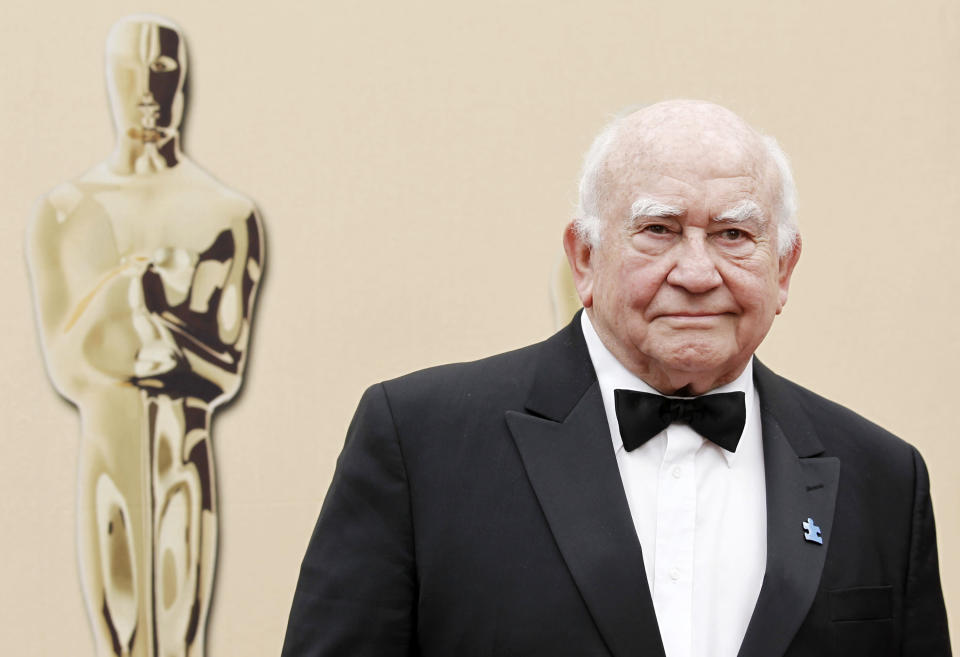 FILE - In this March 7, 2010, file photo, actor Ed Asner arrives during the 82nd Academy Awards in the Hollywood section of Los Angeles. Asner, the blustery but lovable Lou Grant in two successful television series, has died. He was 91. Asner's representative confirmed the death in an email Sunday, Aug. 29, 2021, to The Associated Press. (AP Photo/Matt Sayles, File)