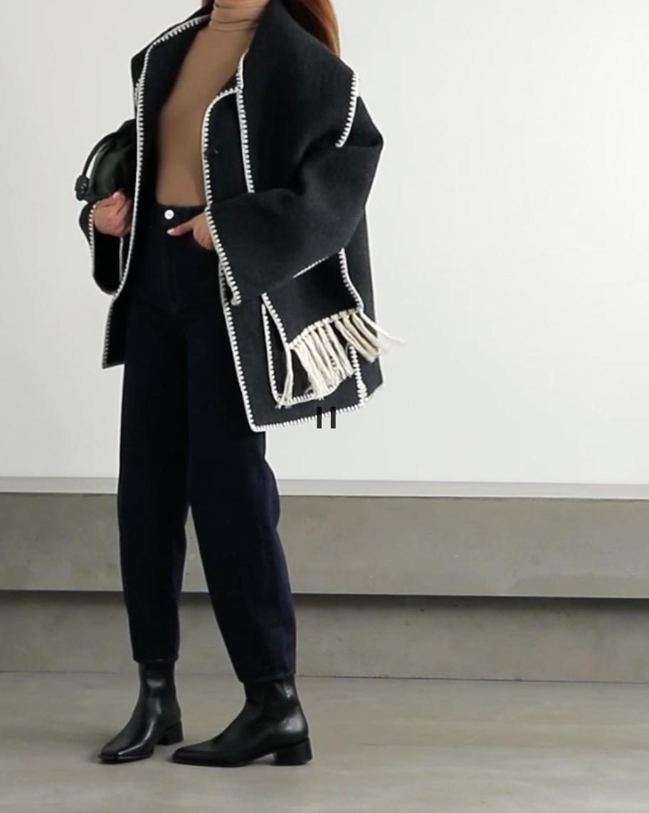 Toteme draped fringed wool-blend jacket. PHOTO: Net-A-Porter